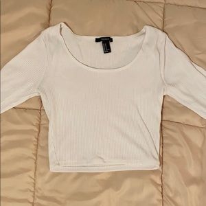 White Ribbed Crop Top